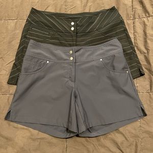 Two pair Women’s Slazenger Golf Shorts, Size 4, Grey & Black with Stripes